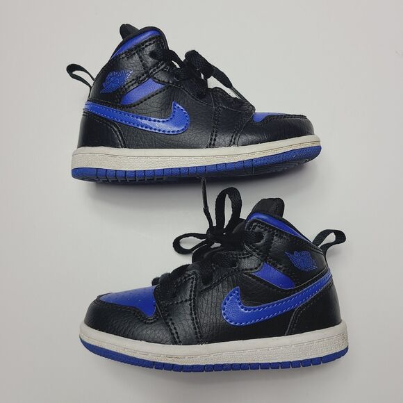 Nike Air Jordan Retro 1 Mid Hyper Royal Blue TD 640735-068 Rare Toddler Size 7C - Picture 2 of 7